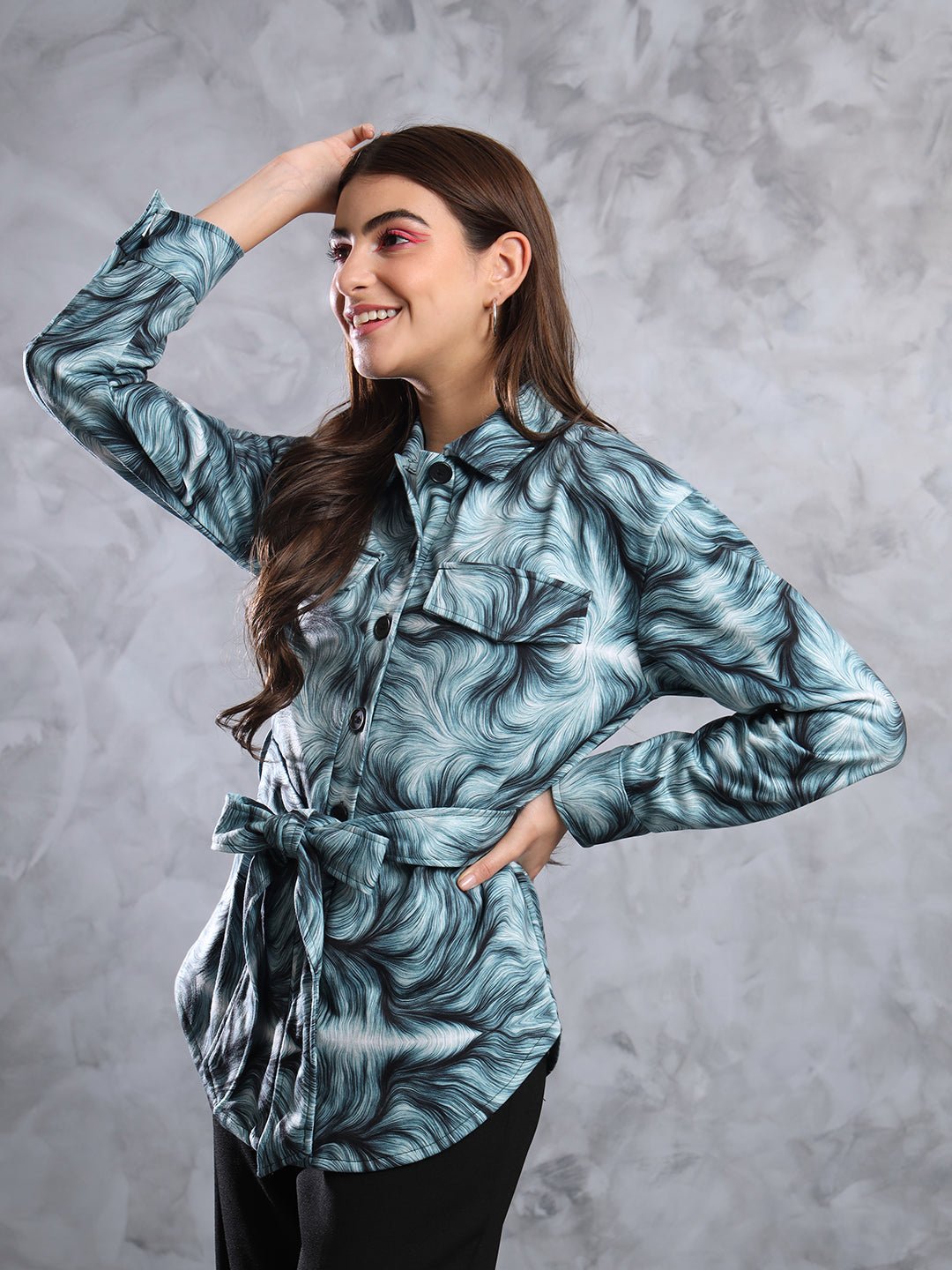TANDUL FLEECE BLEND Printed Coat For Women
