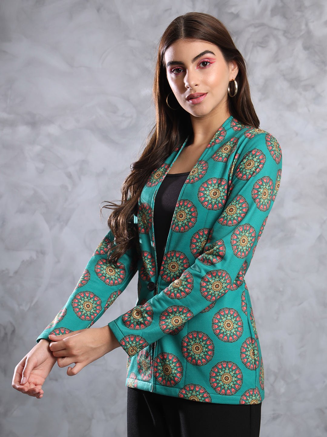 TANDUL FLEECE BLEND Printed Coat For Women