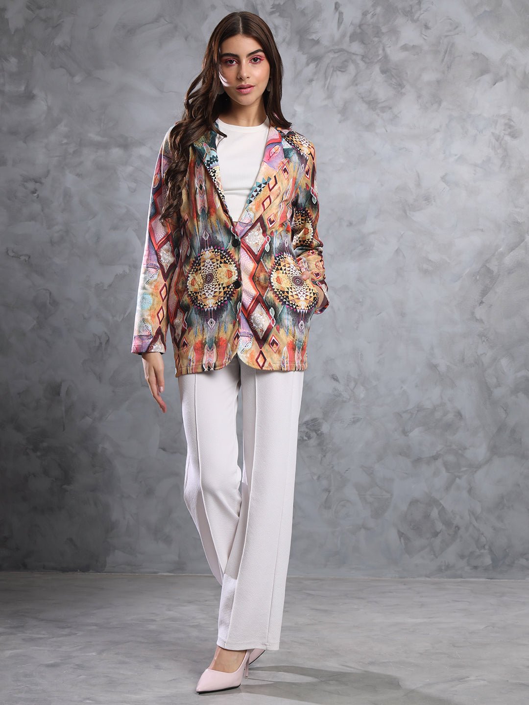 TANDUL FLEECE BLEND Printed Coat For Women