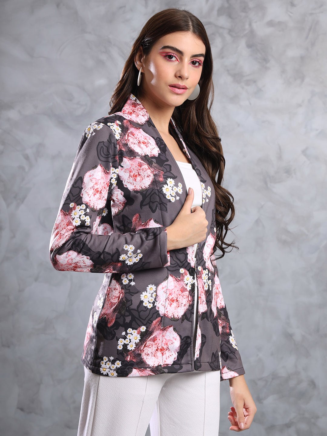TANDUL FLEECE BLEND Printed Coat For Women