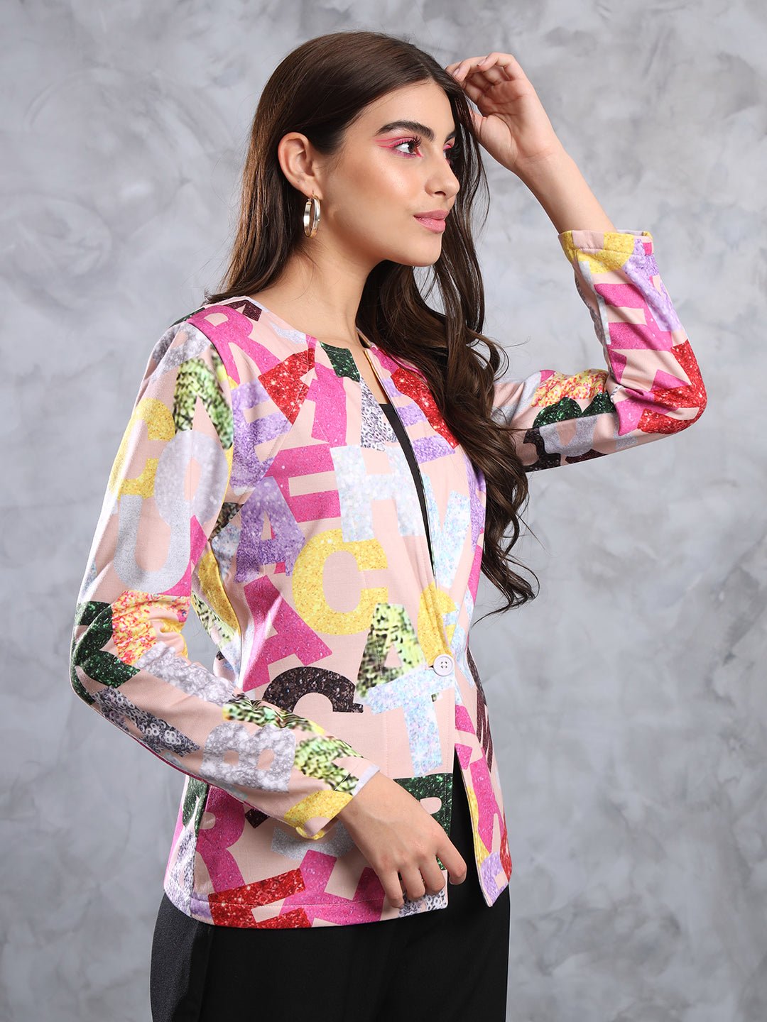 TANDUL FLEECE BLEND Printed Coat For Women