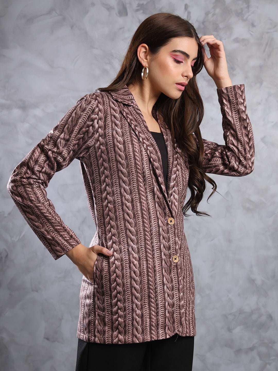 TANDUL FLEECE BLEND Printed Coat For Women
