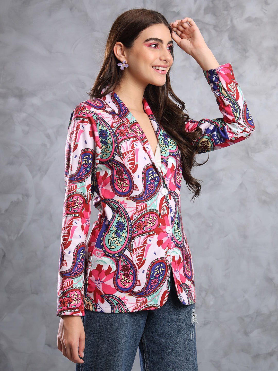 TANDUL FLEECE BLEND Printed Coat For Women