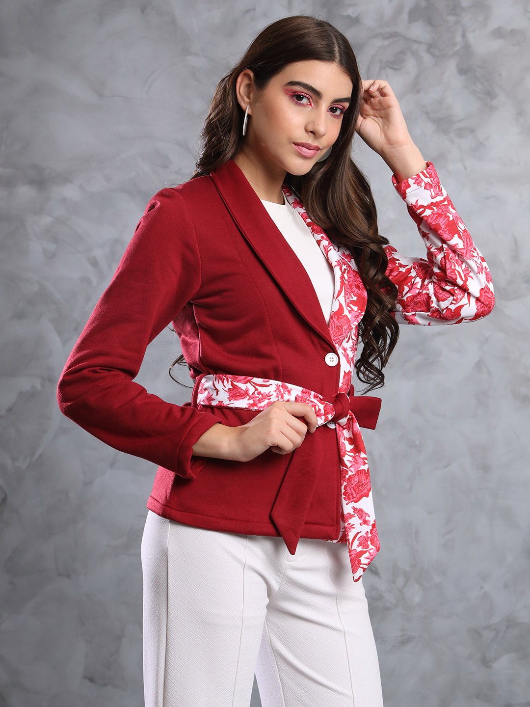 TANDUL FLEECE BLEND Printed Coat For Women