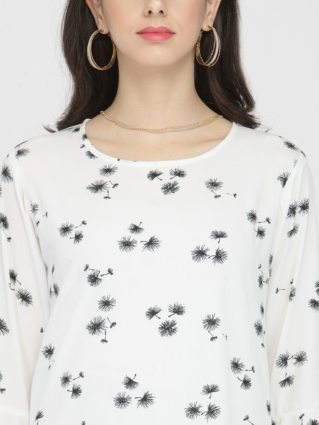 ZARVEY Casual Bell Sleeve Printed Women Multicolor Top