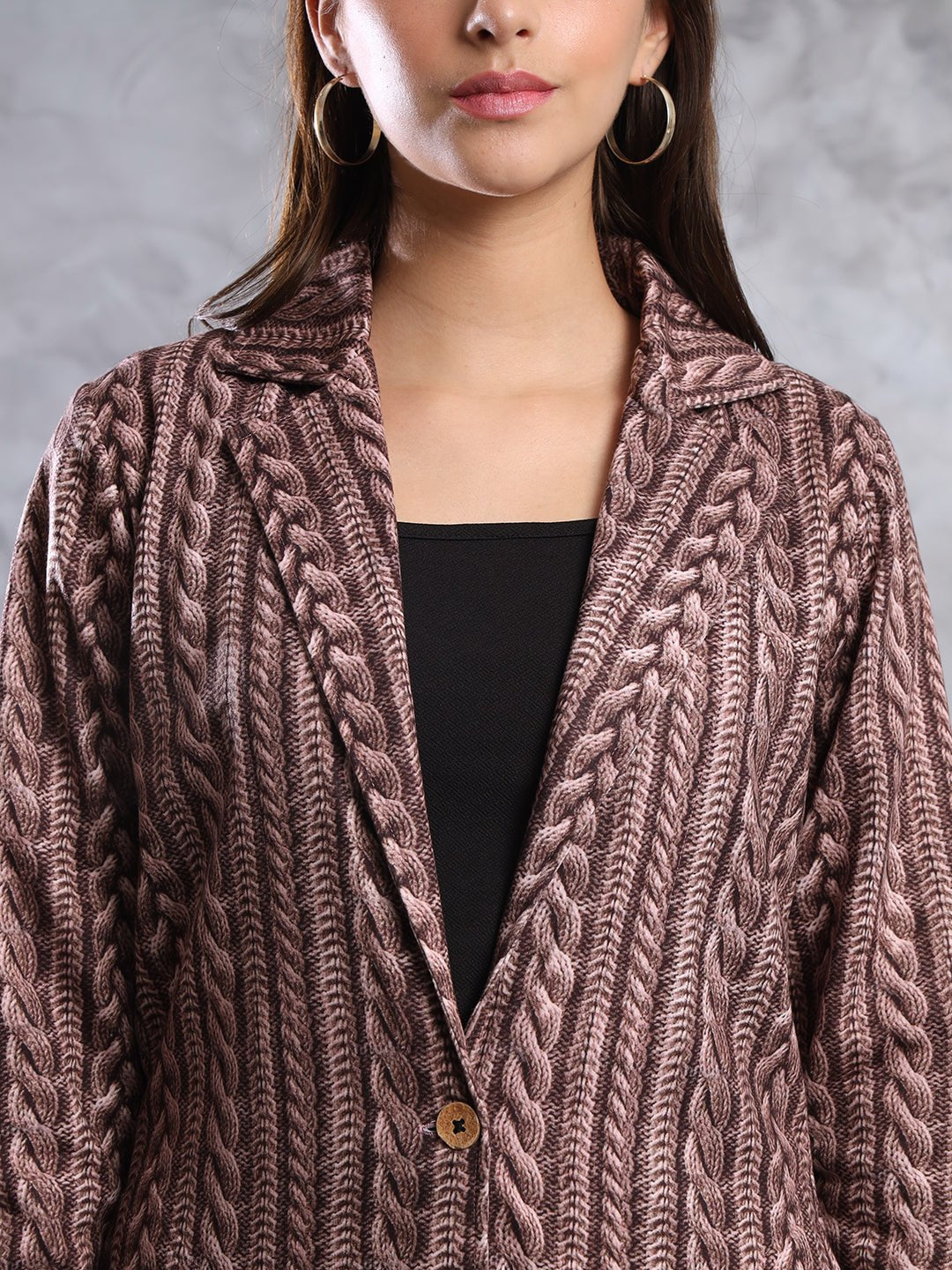 TANDUL FLEECE BLEND Printed Coat For Women