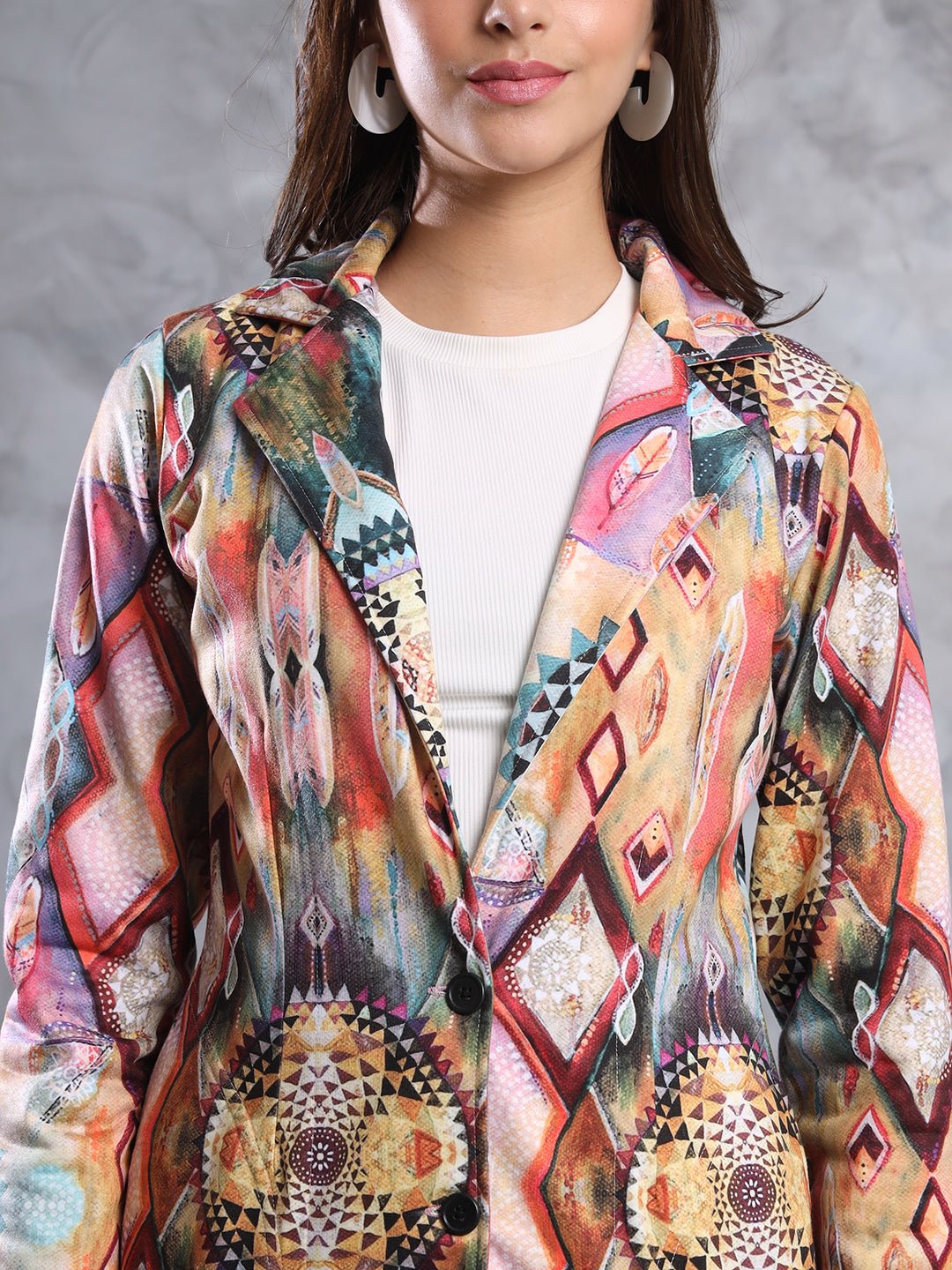 TANDUL FLEECE BLEND Printed Coat For Women