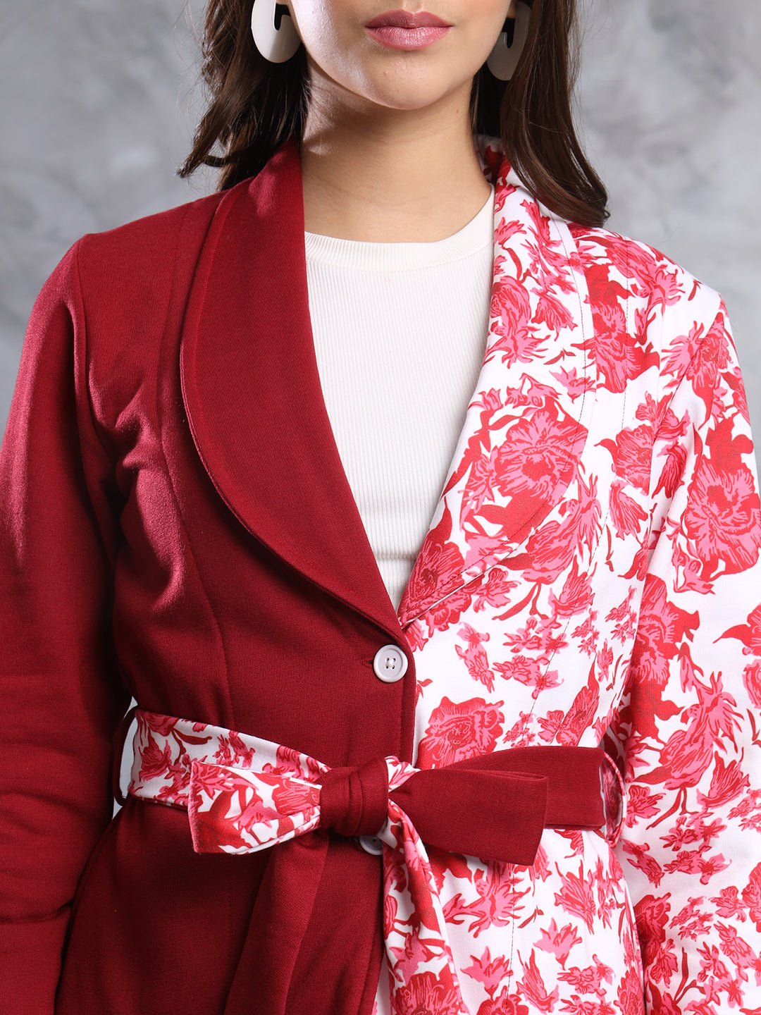 TANDUL FLEECE BLEND Printed Coat For Women