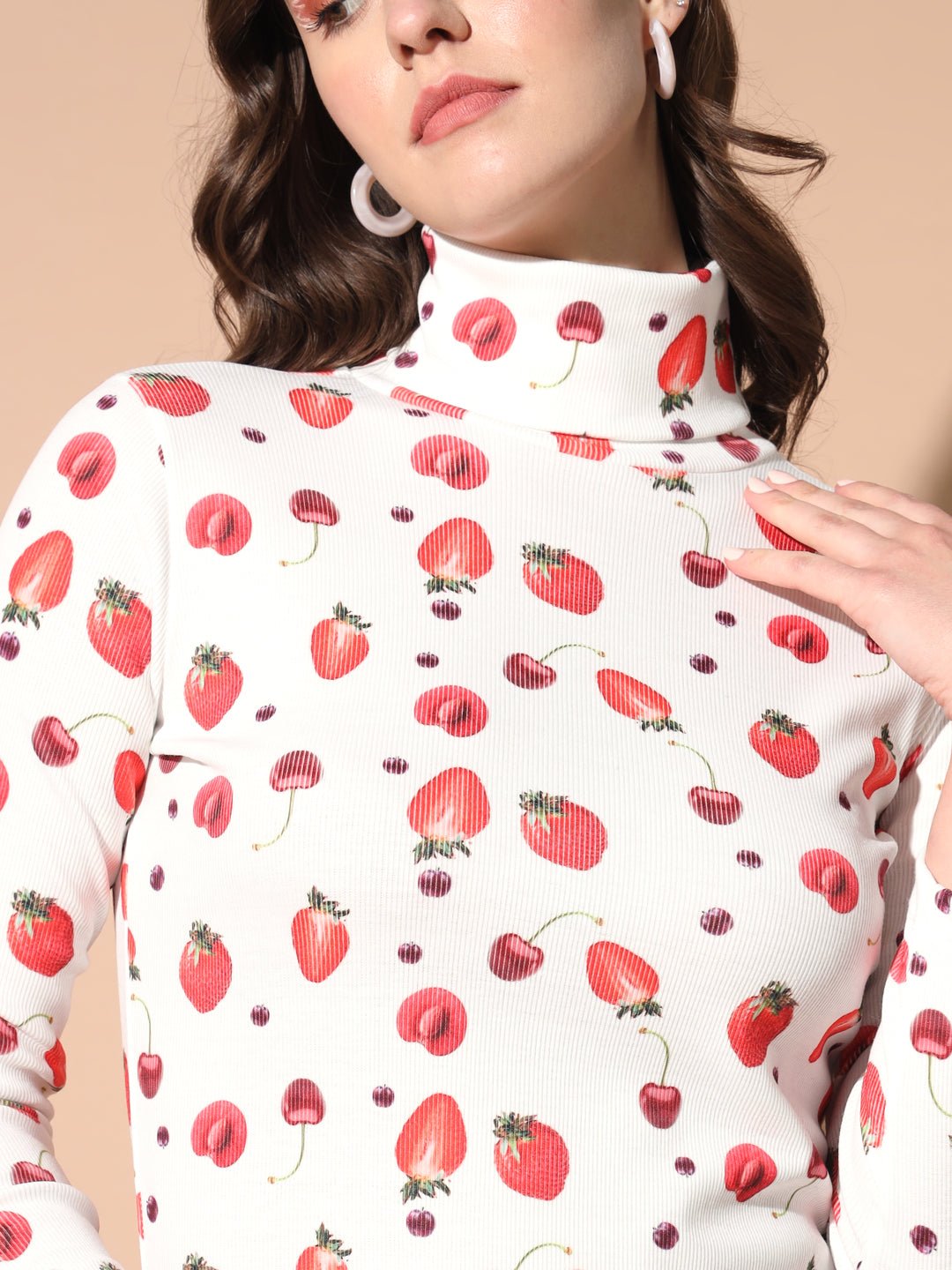 TANDUL Women Printed High Neck Multicolor Sweater