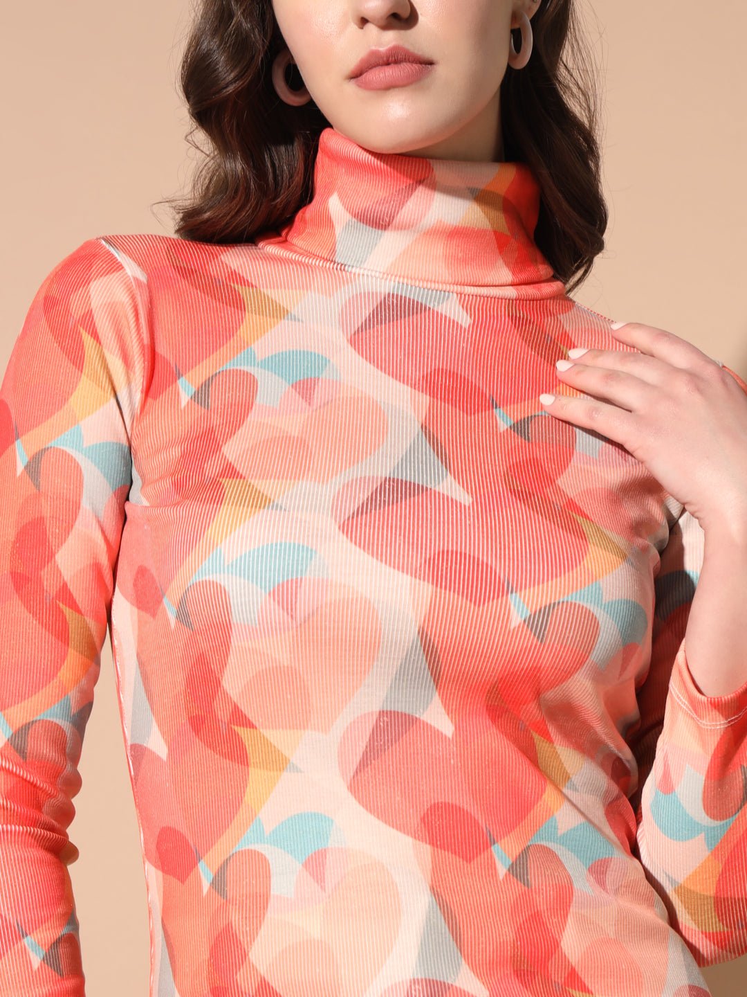 TANDUL Women Printed High Neck Multicolor Sweater