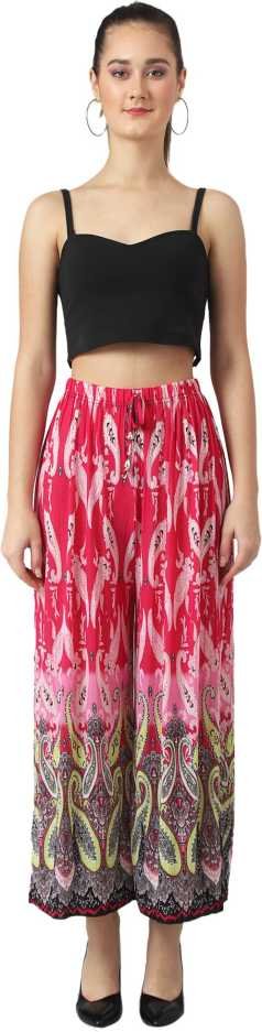 Regular Fit Women Multicolor Viscose Blend Trousers