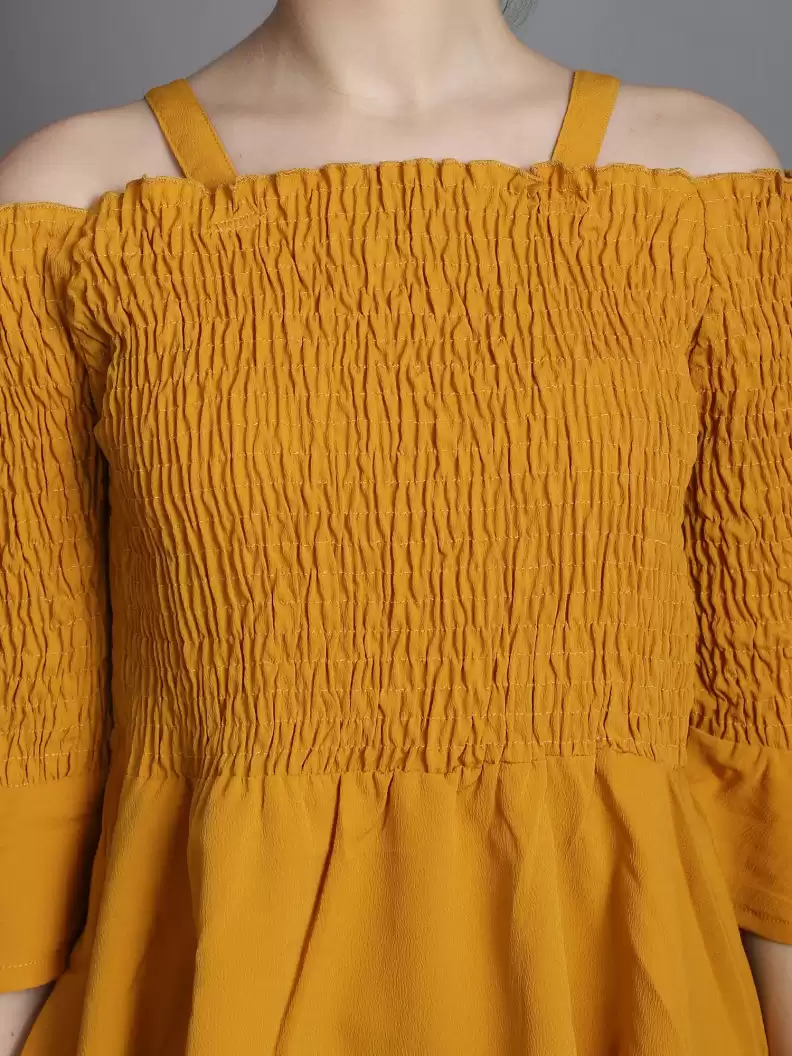 TANDUL Casual Regular Sleeves Solid Women Yellow Top