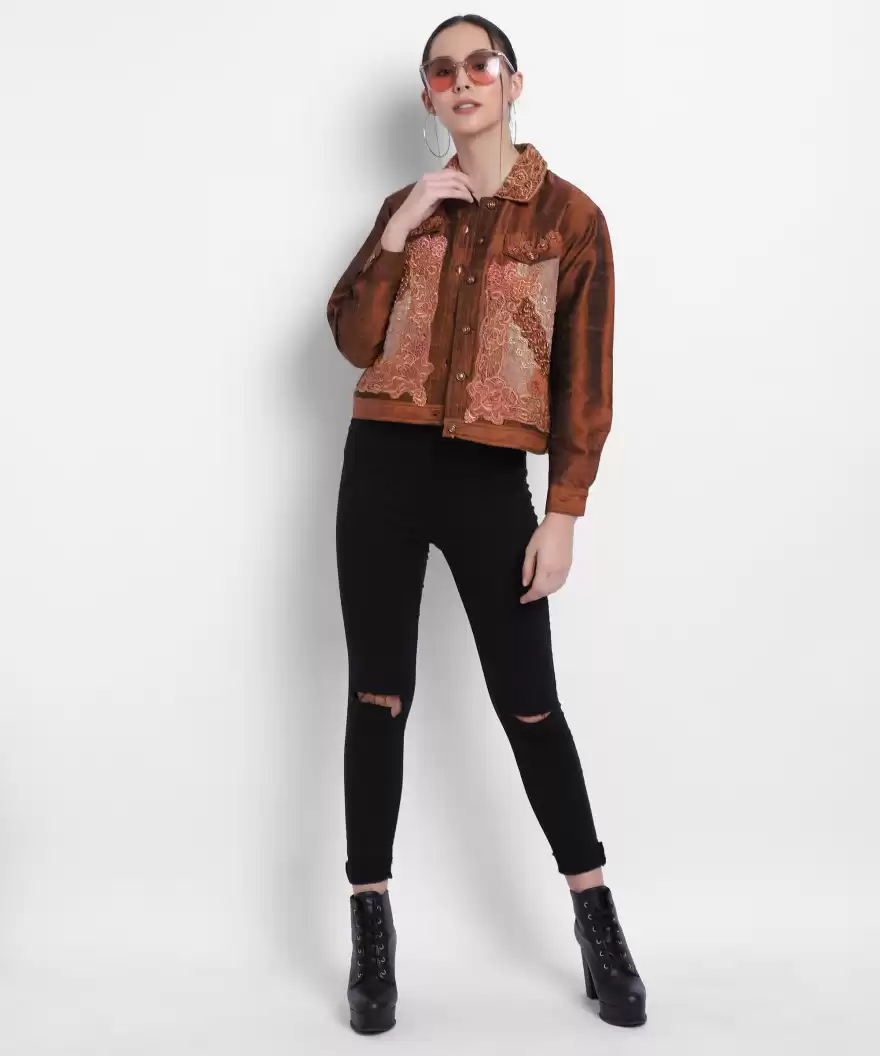 TANDUL Full Sleeve Embroidered Women Jacket