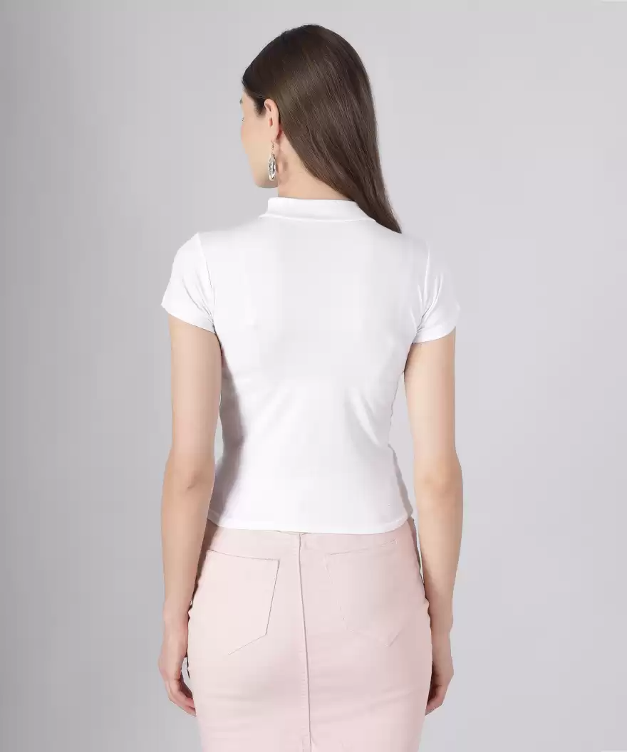 TANDUL Casual Regular Sleeves Solid Women White Top
