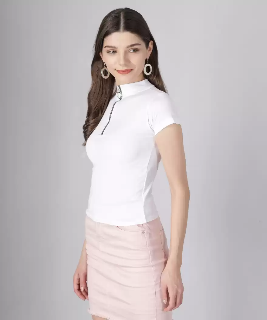 TANDUL Casual Regular Sleeves Solid Women White Top