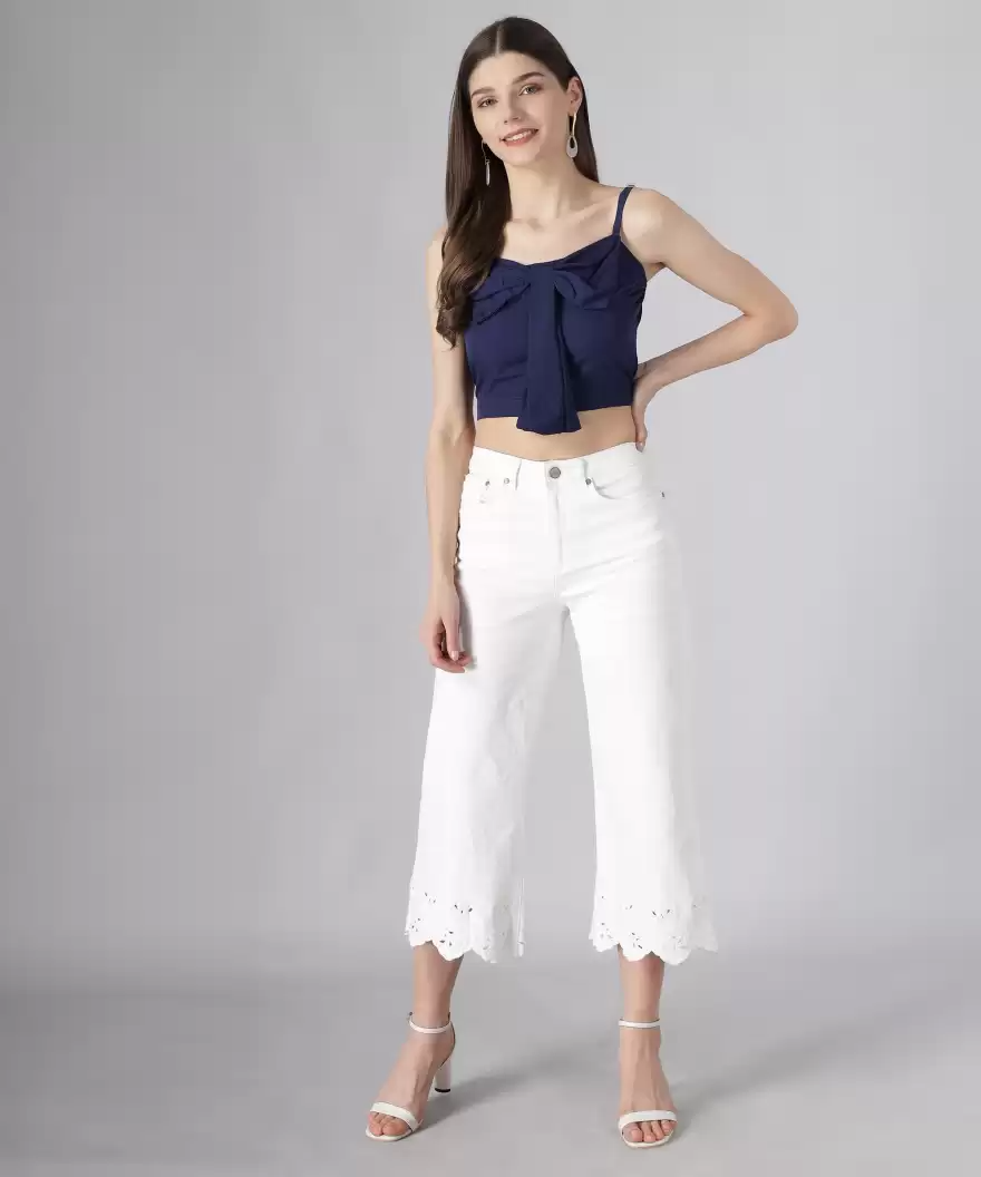 Casual Sleeveless Solid Women Blue Top