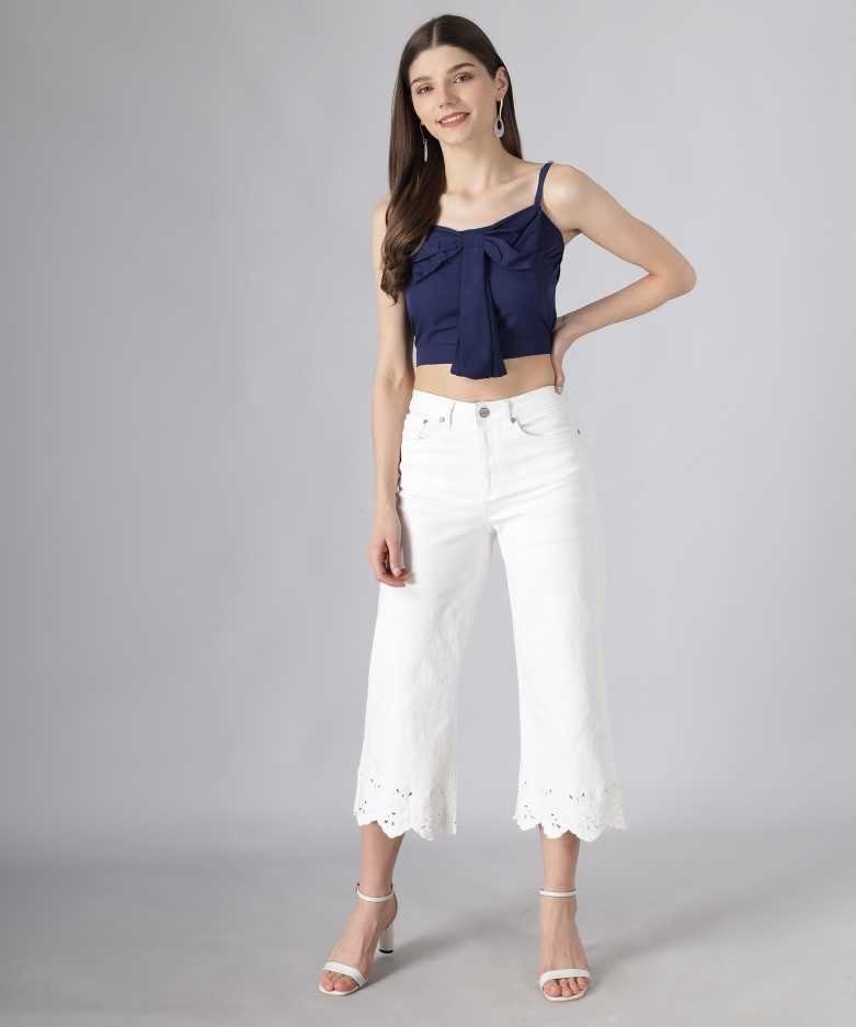 Casual Sleeveless Solid Women Blue Top