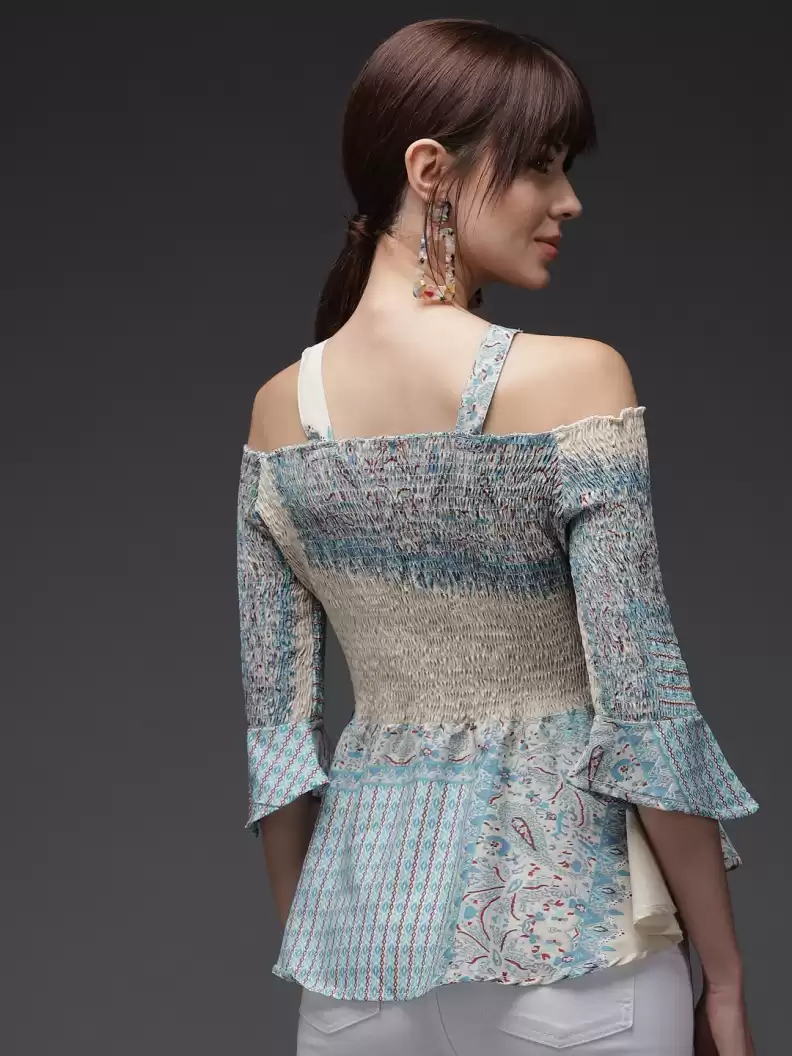 TANDUL Casual Regular Sleeves Printed Women Multicolor Top