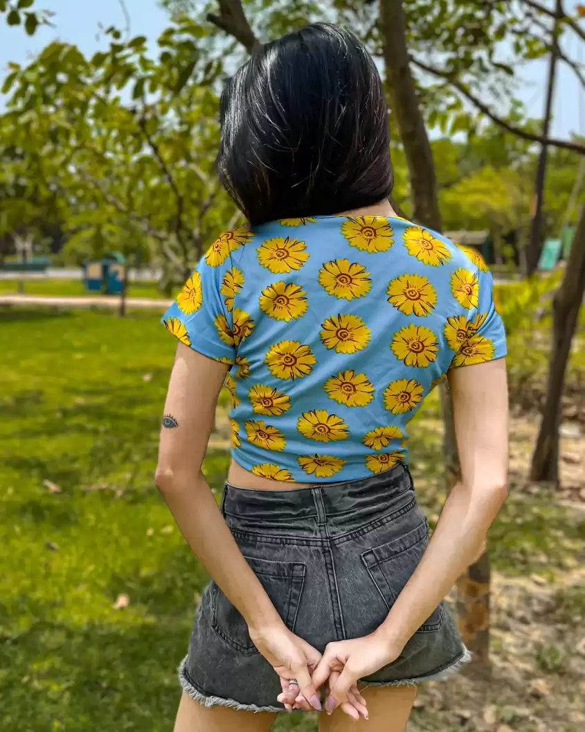 Stacked Flame Casual Regular Sleeves Printed Women Multicolor Top