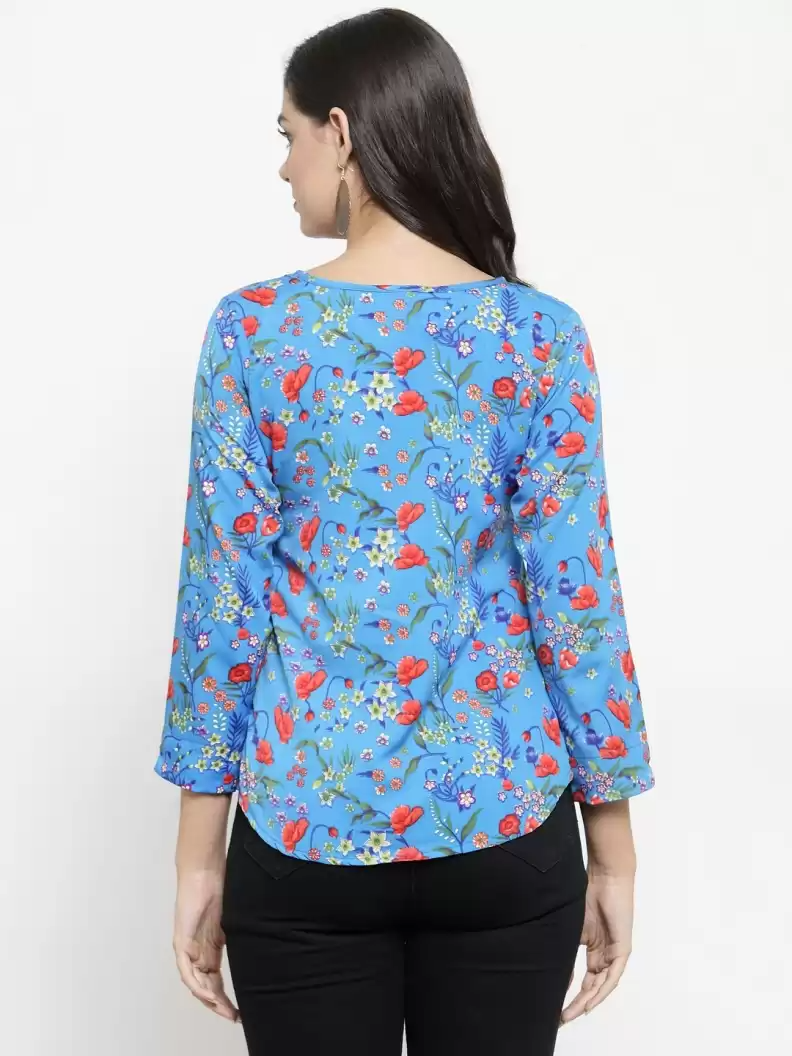 TANDUL Casual Regular Sleeves Printed Women Multicolor Top