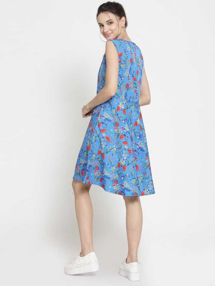 TANDUL Women Fit and Flare Blue Dress