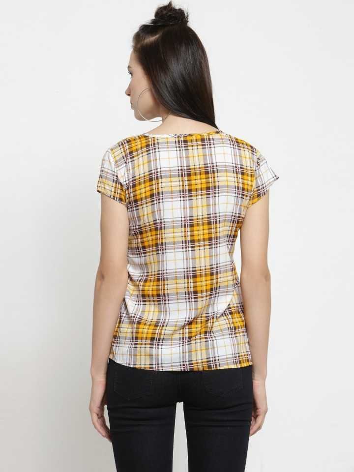 TANDUL Casual Regular Sleeves Checkered Women Multicolor Top