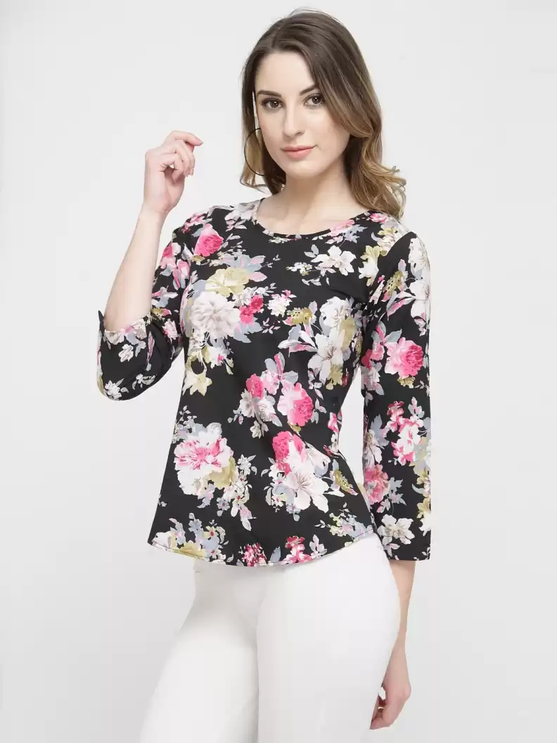 ZARVEY Casual Regular Sleeves Printed Women Multicolor Top
