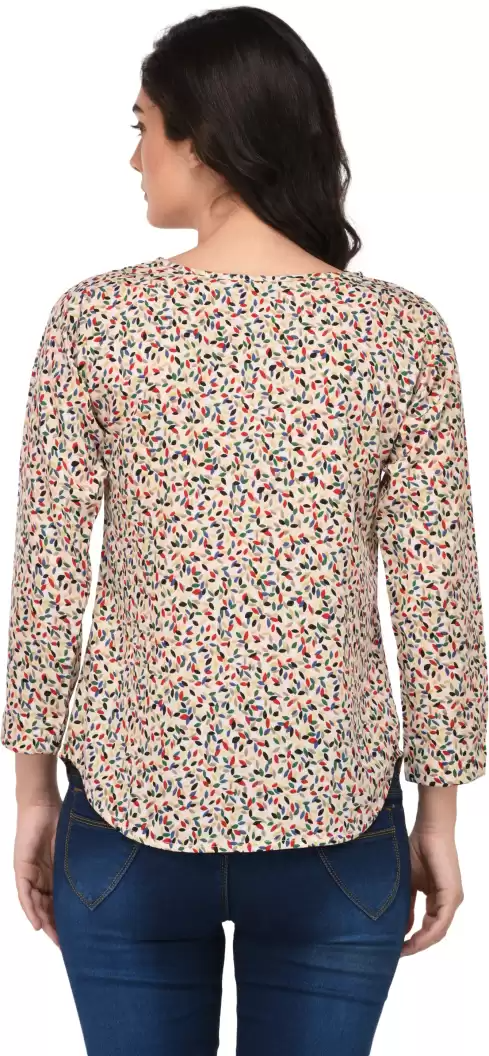 TANDUL Casual Regular Sleeves Printed Women Multicolor Top