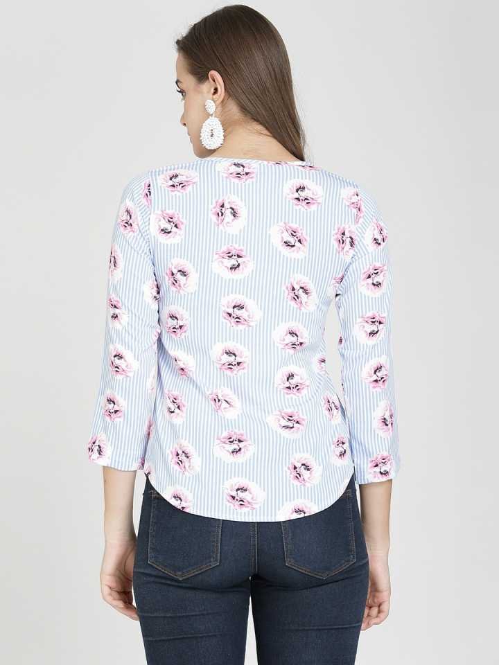 TANDUL Casual Regular Sleeves Floral Print Women Multicolor Top