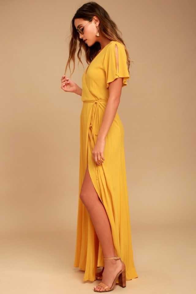 TANDUL Women Maxi Yellow Dress