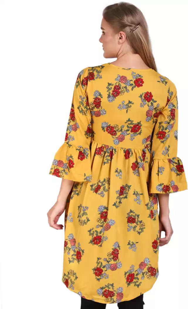 TANDUL Casual Bell Sleeves Floral Print Women Multicolor Top