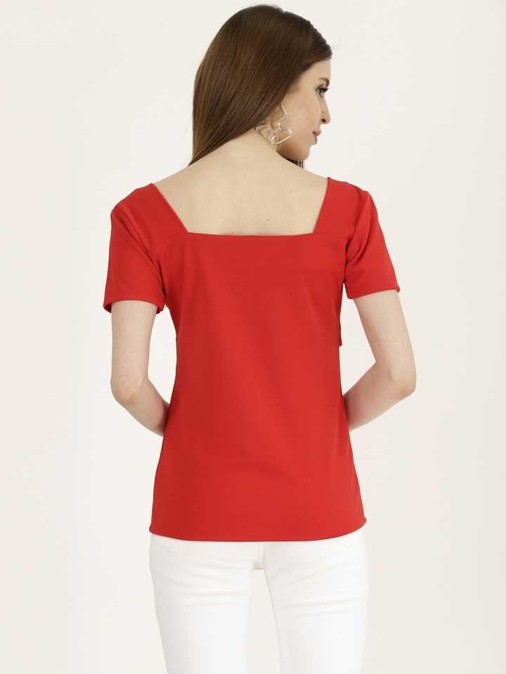 TANDUL Casual Regular Sleeves Solid Women Red Top