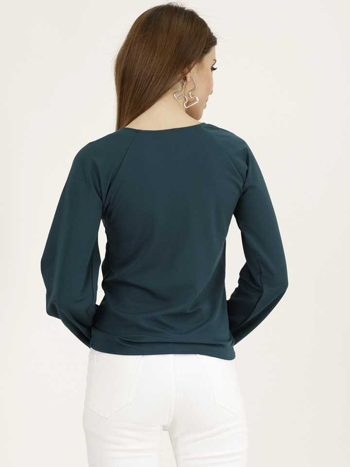 TANDUL Casual Regular Sleeves Solid Women Dark Blue Top