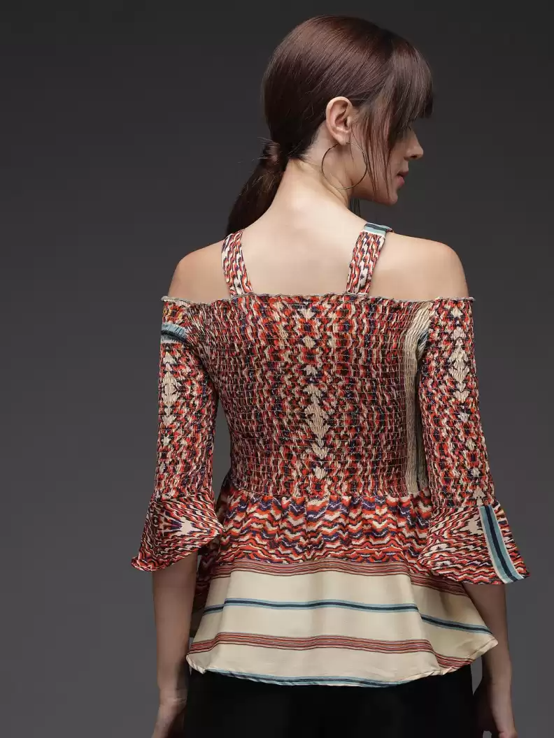 TANDUL Casual Regular Sleeves Printed Women Multicolor Top