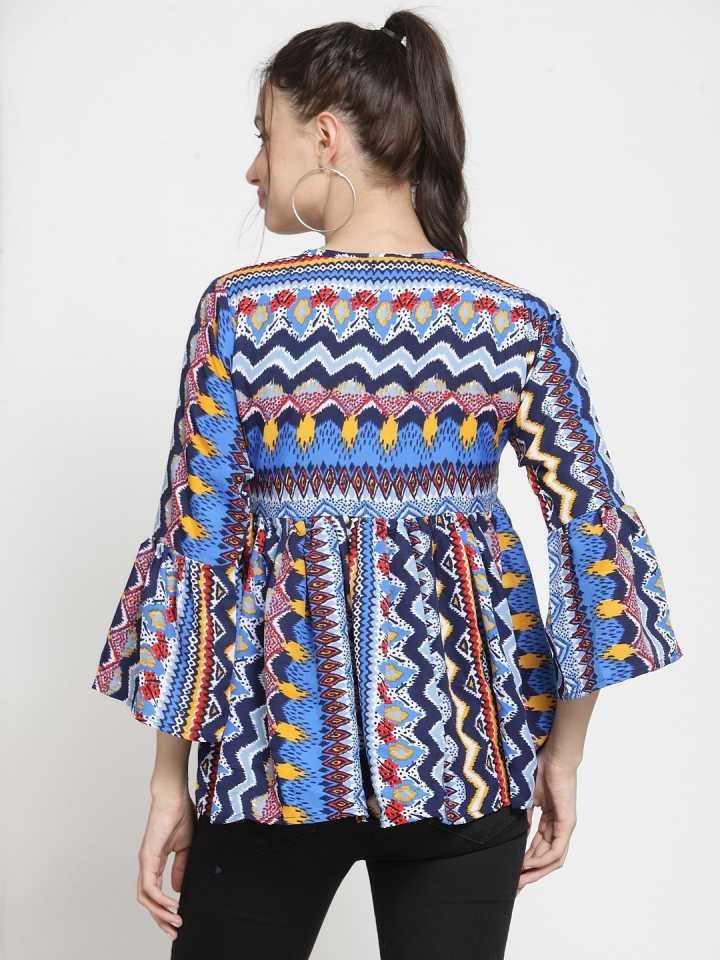 TANDUL Casual Bell Sleeves Printed Women Multicolor Top