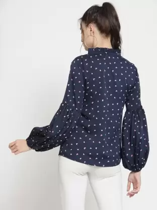 TANDUL Casual Bishop Sleeve Printed Women Blue Top
