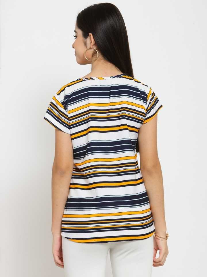 TANDUL Casual Regular Sleeves Striped Women Multicolor Top