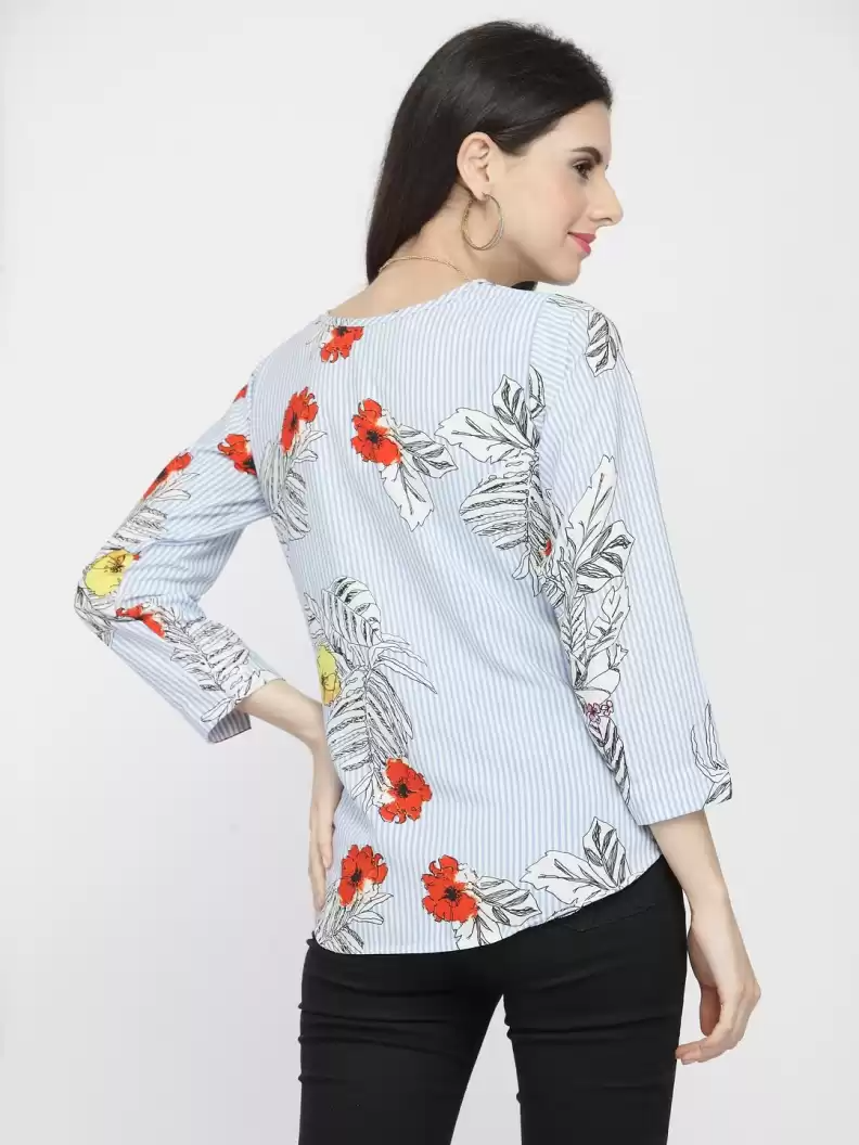 TANDUL Casual Regular Sleeves Printed Women Multicolor Top