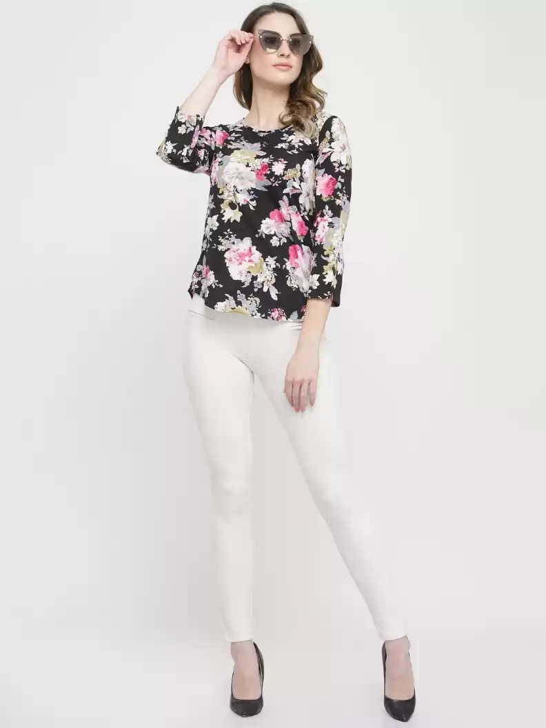 ZARVEY Casual Regular Sleeves Printed Women Multicolor Top