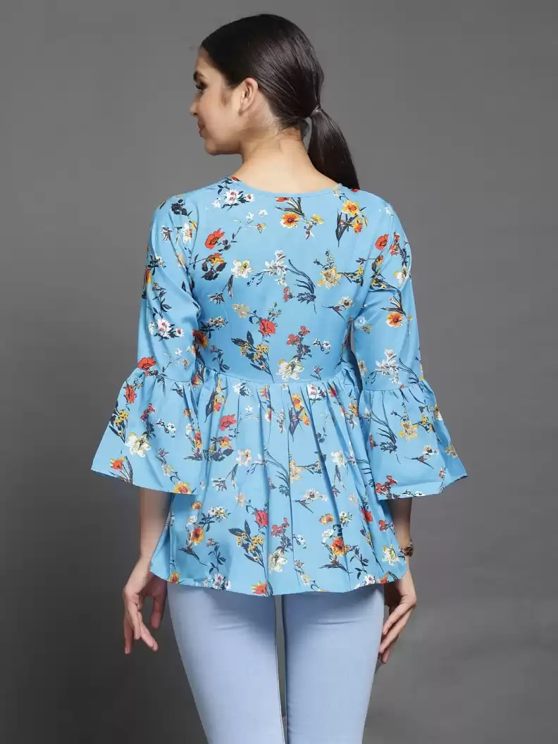 TANDUL Casual Bell Sleeves Printed Women Multicolor Top