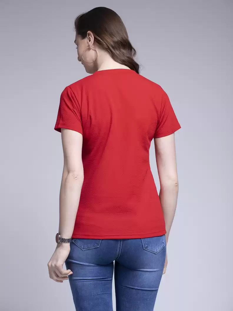 TANDUL Casual Regular Sleeves Solid Women Red Top