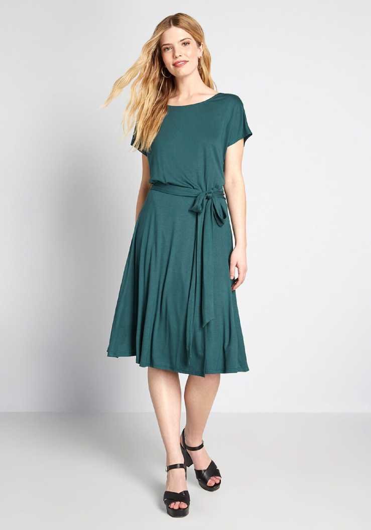 Women Fit and Flare Green Dress