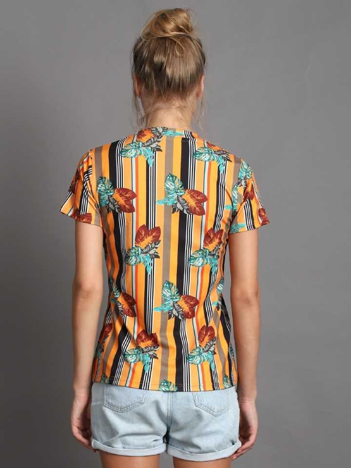 TANDUL Printed Women Round Neck Multicolor T-Shirt