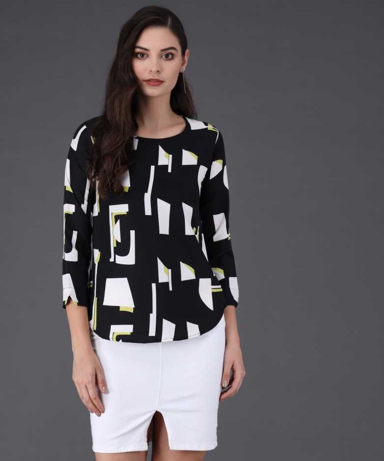 Casual Regular Sleeves Printed Women White Top