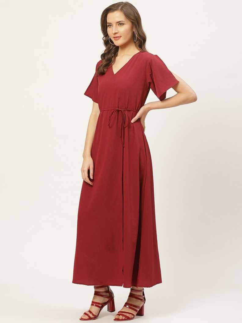 Women A-line Maroon Dress