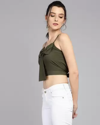 Casual Solid Women Green Top