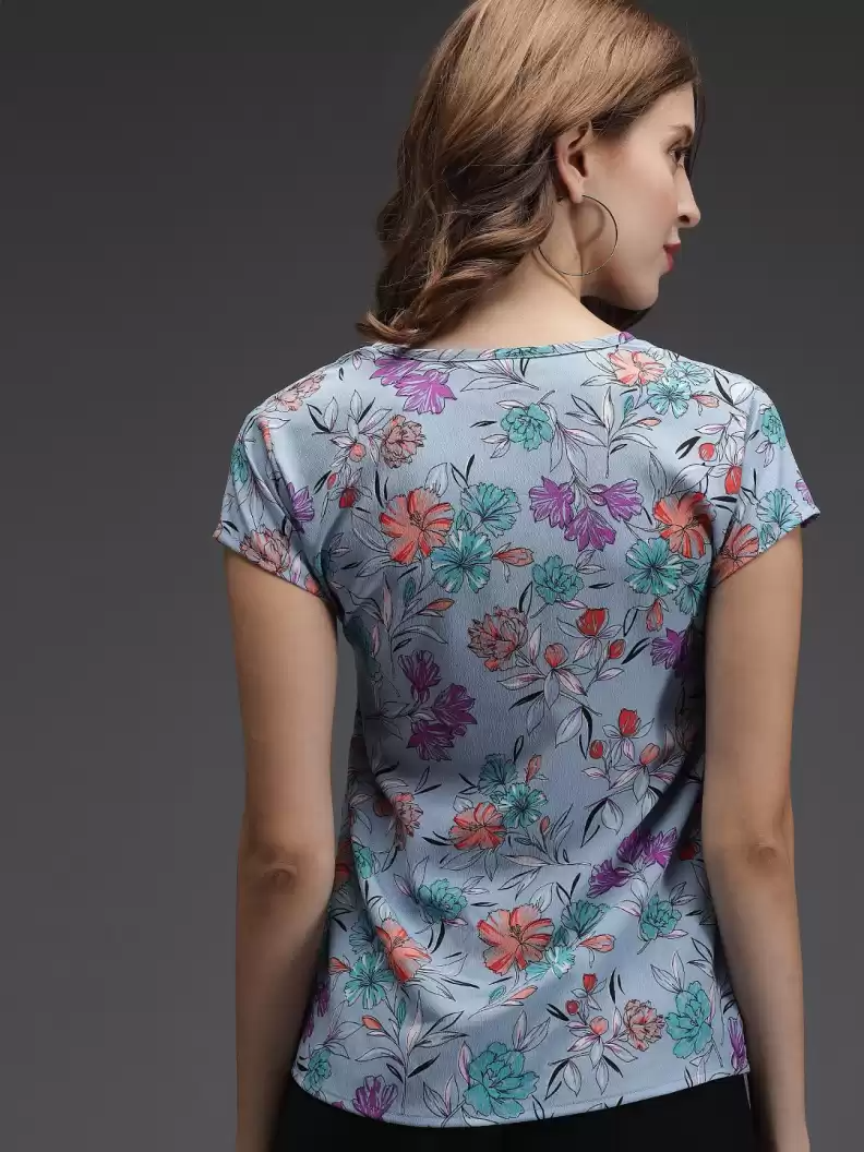 TANDUL Casual Regular Sleeves Floral Print Women Multicolor Top