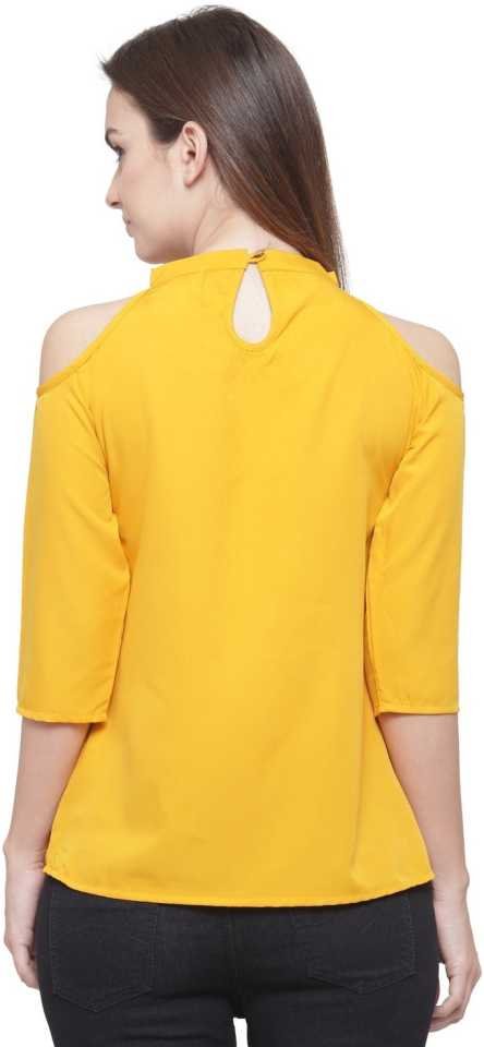 TANDUL Casual Regular Sleeves Solid Women Yellow Top