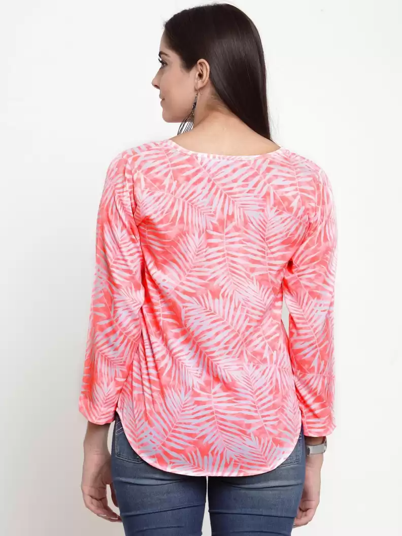 TANDUL Casual Regular Sleeves Printed Women Orange Top