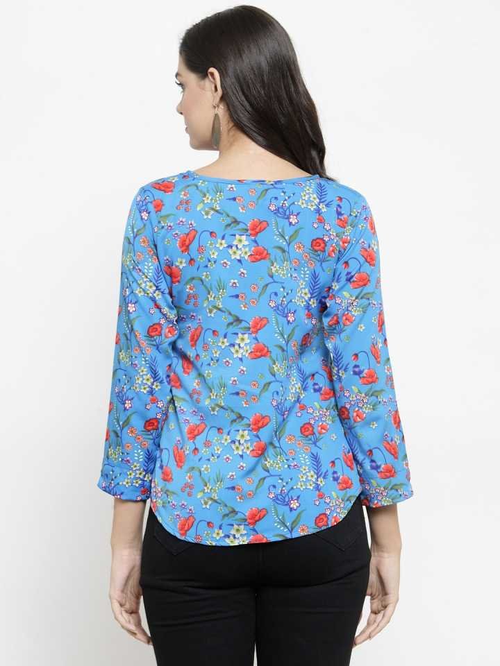 Casual Regular Sleeves Printed Women Multicolor Top